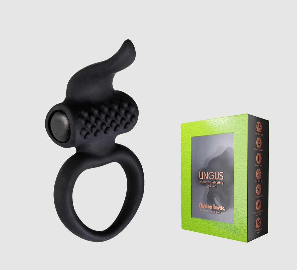 Ofrezca a su pareja una experiencia incomparable gracias a este mini anillo vibrador de Adrien Lastic. Especialmente extensible, se adapta fácilmente a todos los tamaños y sublima la erección mientras que su pequeña lengua que se estremece con la vibración de la bala vibradora y satisfará su clítoris.