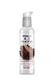 4 IN 1 PLAYFUL | Lubricante Calido Comestible, Besable, Masaje Sabor CHOCOLATE 118ml