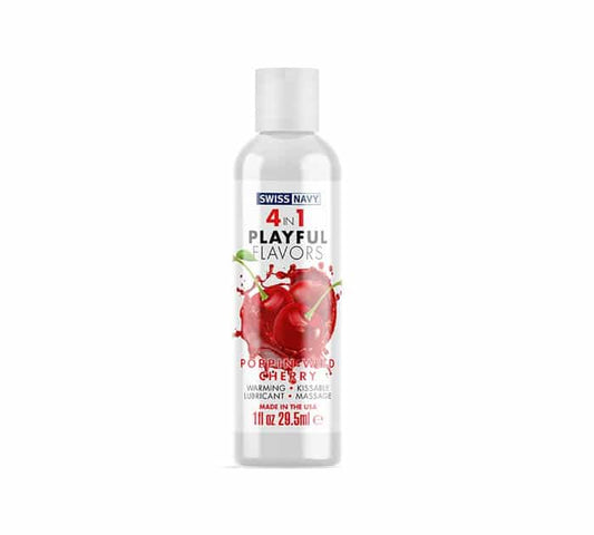 4 IN 1 PLAYFUL | Lubricante Calido Comestible, Besable, Masaje Sabor CHERRY 29ml